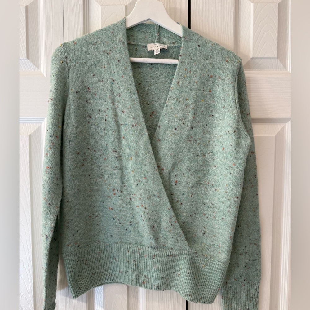 Lucky Brand Speckled Mint Cowl Sweater